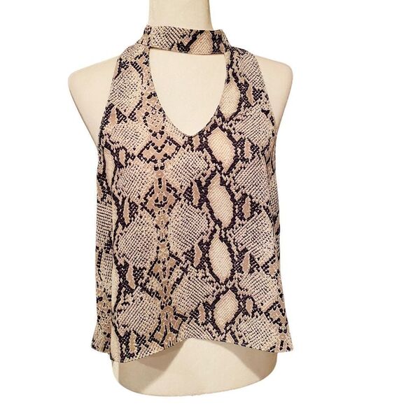 Oliviaceous Snake Skin Sleeveless Halter Top Size Large - Picture 1 of 8